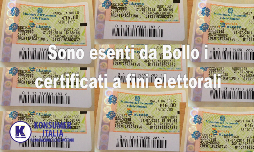 certificati per uso elettorale bollo premuti Konsumer