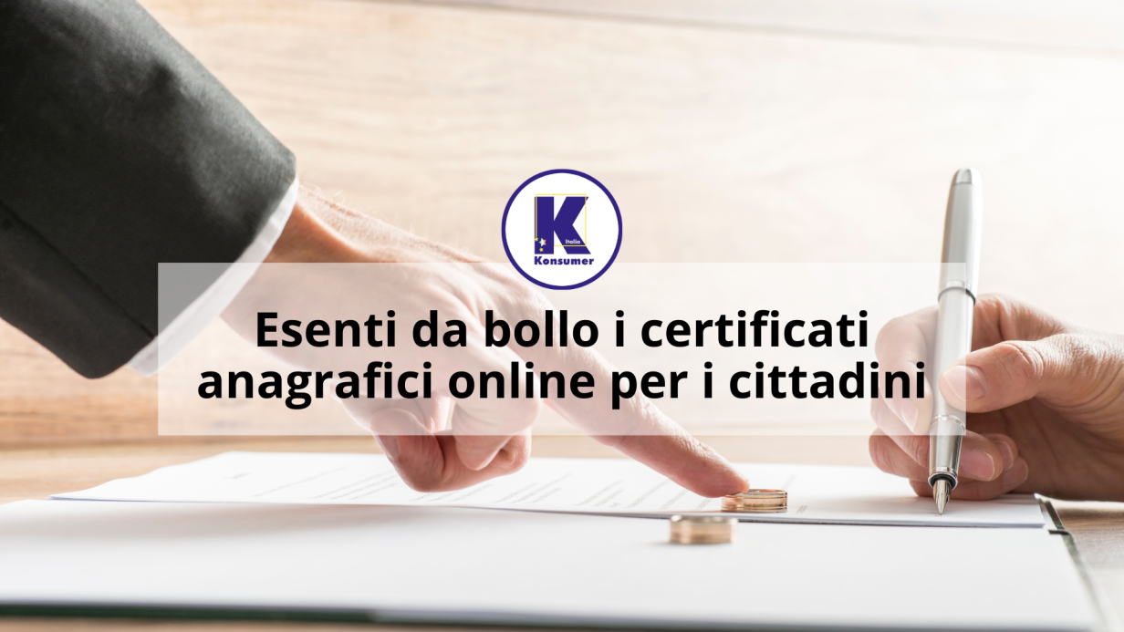 certificati anagrafici esenti da bollo